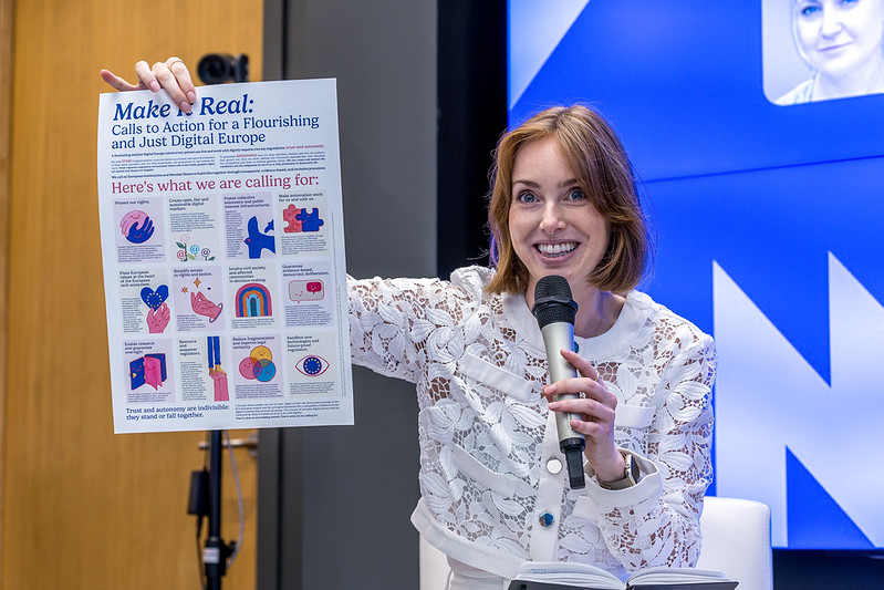 June 23, 2026 Claire Atkin as the moderator of the panel discussion “Blueprint for Better” presenting blueprint the event organisers have drafted. Big shoutout to Friedericke Scheueuer, Anouk Ruhaak, Clara Mclinden, Ella Jakubowska, and Laura Lazaro Cabrera.