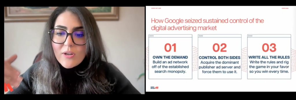 May 22, 2026 Arielle Garcia, our COO, presenting at the panel on Computers, Privacy and Data Protection Conference (CDPD) about how Google seized control in the digital advertising market.